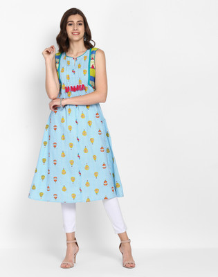 Anmi Geometric Print Women A-line Kurta(Multicolor) at flipkart