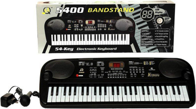 

mega star 54 Key Electronic Piano With Microphone, Recording/Playback Piano, Digital Display Piano, Double Stereo Speakers Piano | Learning Piano For All Age Kids | 5400 Piano Set | Digital Piano For Kids(Black)