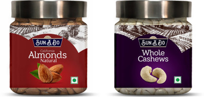 

SUN'A'DO Dry Fruit Combo Pack - California Natural Almonds & Whole Natural Cashews 200gm Each Assorted Nuts(400 g, Plastic Bottle)
