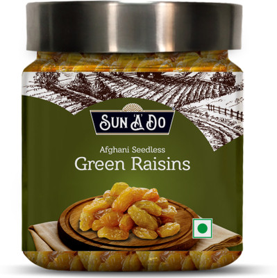 SUN'A'DO Afghani Seedless Green Raisins - 200g Raisins(200 g, Plastic Bottle)
