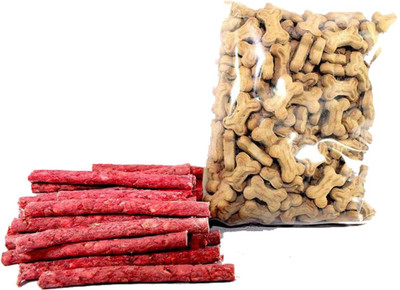 

Delicacy Pet Food & Supplies Combo Puppy Biscuit 250G And Munchy Stick Mutton 250G Chicken, Mutton Dog Chew(1 kg, Pack of 2)