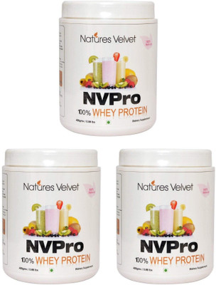 

Natures Velvet Lifecare NVPRO, 100% Whey Protein, 400gms, Natural and Vegetarian - Pack of 3 Whey Protein(1200 g, unflavour)