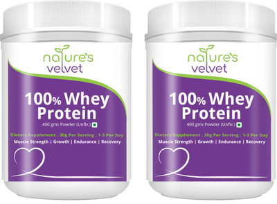 

Natures Velvet Lifecare 100 % Whey Protein for Fitness and Strength, 400 gms - Pack of 2 Whey Protein(800 g, unflavour)