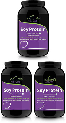 

Natures Velvet Lifecare Soy Protein, Vegetarian and Natural, 1000 gms - Pack of 3 Plant-Based Protein(3 kg, unflavour)