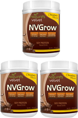 

Natures Velvet Lifecare NVGrow, Soy Based Drink, 300 Gms - pack of 3 Plant-Based Protein(900 g, chocolate)