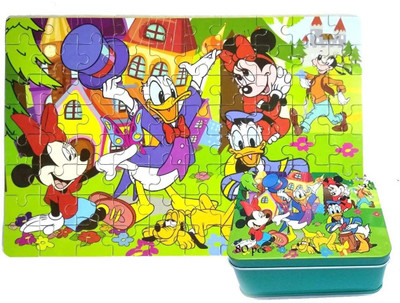 

Happy GiftMart Fun Disney Mickey Mouse, Donald Duck Goofy 80 Pieces Wooden Jigsaw Puzzle Multicolor Cartoon Puzzle for Kids 23.6 cm x 16 cm(80 Pieces)