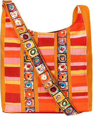

Anekaant Women Casual Orange Cotton Sling Bag