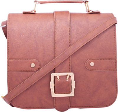 

DN Enterprises Women Formal Tan Synthetic Leather Sling Bag