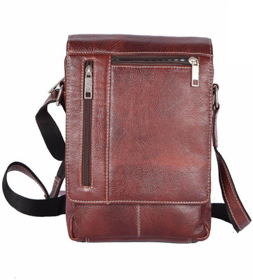

SUMANNYA Men Casual Brown Genuine Leather Sling Bag