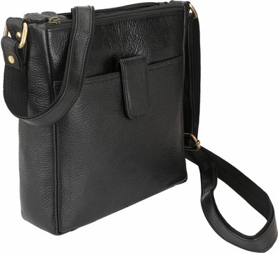 

U Carry Me Men & Women Casual, Formal Black Genuine Leather Sling Bag