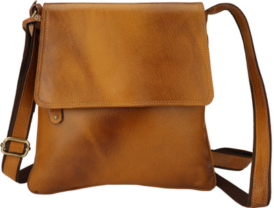 

U Carry Me Women Casual, Formal Tan Genuine Leather Sling Bag