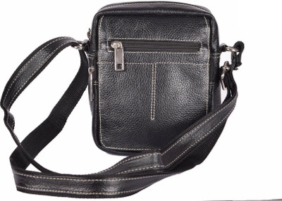 

SUMANNYA Men Casual Black Genuine Leather Sling Bag