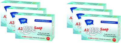 

SLT AYURVEDA A-2 Milk Herbal Soap Handmade with 10 Herbs 100% Natural(450 g, Pack of 6)