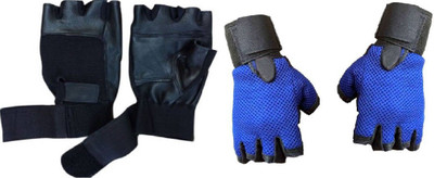 

Kamni Sports Netted with Wrist Support Gym & Fitness Gloves (, Multicolor, Black;blue