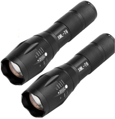Care 4 Small sun Cree Xlm - t6 (650) Zoom able High power Long range Rechargeable flashlight Waterproof 5 Modes torch light (pack of 2 ) with Rechargeable battery and charging kit for both torches Torch(Black, 14, Rechargeable)