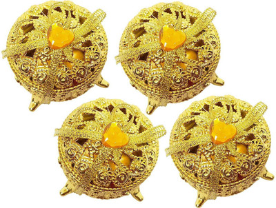 

Bueno Decorative Dressing Table Item, Sindoor Box For Women And Brides, Stylish And Unique Set Of 4 Sindoor Box, Sindoor Box Vanity Box(Golden)