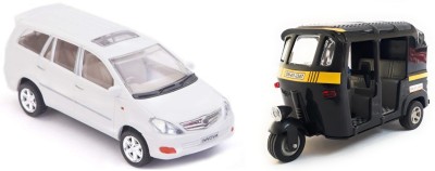 

The Game Begins Combo Toys of Auto Rickshaw and Innova Car Toys | Toys for kids| Miniature Cars Toys | Pull back and Go | Black and White Color - Set of 2 Toys - Value Pack(Multicolor)