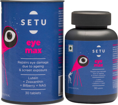 

Setu Eye Max for Optimal Vision Function, Improved Focus and Enhanced Protection - 30 Tablets, 20mg Lutein for Advanced Protection from Screen Damage, Bilberry Extract to support healthy vision, N-Acetyl Glucosamine and Taurine to lubricate tired eyes(30 