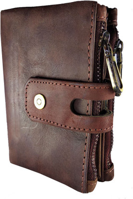 

Hillcart Men Brown Genuine Leather Wallet(14 Card Slots)