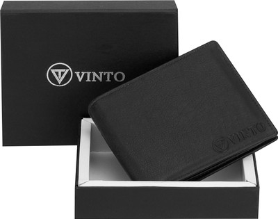 

Vinto Men Black Genuine Leather Wallet(9 Card Slots)