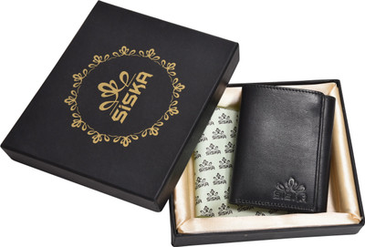 

SISKA Boys Brown Genuine Leather Wallet(7 Card Slots), Black
