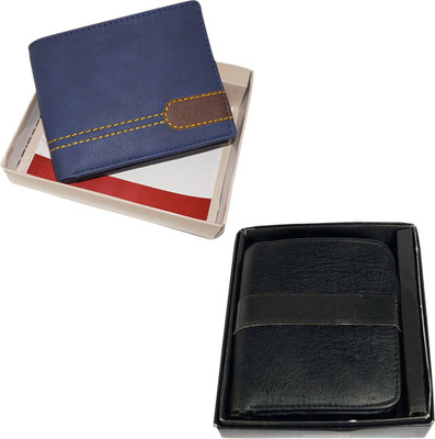 

Fillincart Men Black, Blue Artificial Leather Wallet(9 Card Slots)