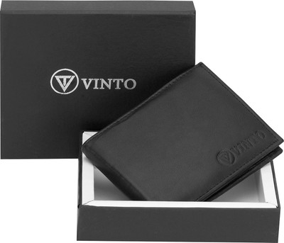

Vinto Men Black Genuine Leather Wallet(6 Card Slots)