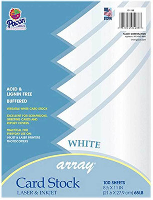 

Pacon Card Stock, 8 1/2-inches by 11-inches, White, 100 Sheets (101188)Â