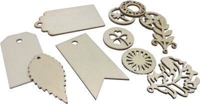 

Aumni Crafts Wooden Jewellery Pendants Flat Base Scrapbooking DIY Keychain Mixed Shapes Wood Color (Pack of 36 pieces)