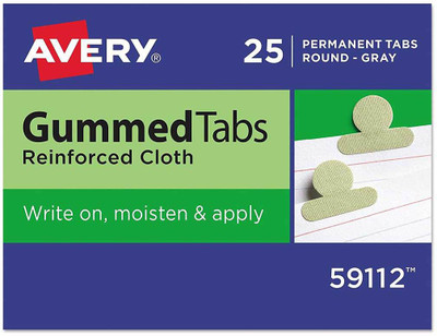 

Avery 59112 Gummed Index Tabs, 1/2 in, Gray (Pack of 25)
