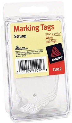 

Avery Marking Tags, Strung, 2.75 x 1.68 Inches, White, Pack of 100 (11012)