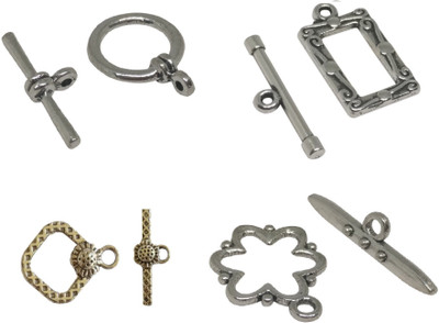 

Aumni Crafts Jewellery Making Metal Alloy Toggle Clasps Mixed Size 4-Shape Combo Antique Silver Color (Pack of 20 sets)
