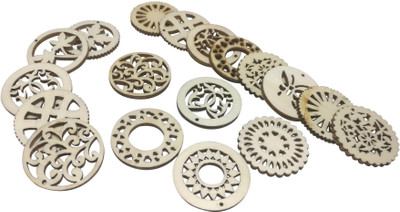 

Aumni Crafts Wooden Jewellery Pendants Flat Base Scrapbooking DIY Keychain 30x3mm Assorted Round Design Shapes Wood Color (Pack of 50 pieces)
