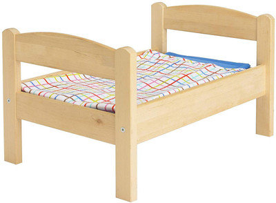

IKEA DUKTIG Doll bed with Bedlinen Set Normal(Wood, Multicolor)