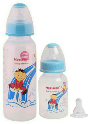 

Morisons Baby Dreams Designer feeding bottle 250ml, 125ml with additional anti conical nipple - 125 ml(Blue)