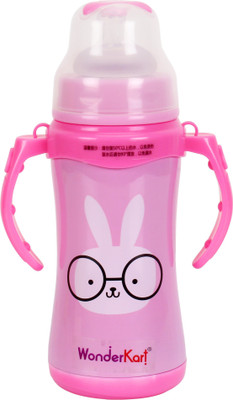 

WonderKart 240 ML Double Layer Stainless Steel Baby Feeding Bottle with Handle & Neck Strap - Pink - 240 ml(Pink)