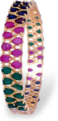 Ratnavali Jewels Brass Cubic Zirconia Gold-plated Bangle Set(Pack of 2)