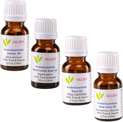 

Aruba Essentials 100% Undiluted Lemon, Black Cumin Seed, Rose & Rosemary Oils(60 ml)