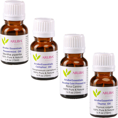 

Aruba Essentials Peppermint, Camphor, Rosehip Cold Pressed & Thyme(60 ml)