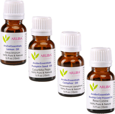 

Aruba Essentials 100% Undiluted Lemon, Pumpkin Seed, Camphor & Rosehip Cold Pressed Oils(60 ml)