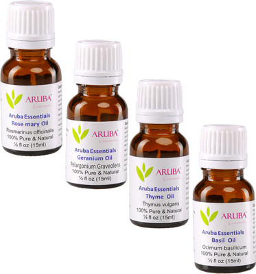 

Aruba Essentials 100% Undiluted Rosemary, Geranium, Thyme & Basil Oils(60 ml)