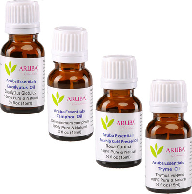 

Aruba Essentials 100% Undiluted Eucalyptus, Camphor, Rosehip Cold Pressed & Thyme Oils(60 ml)