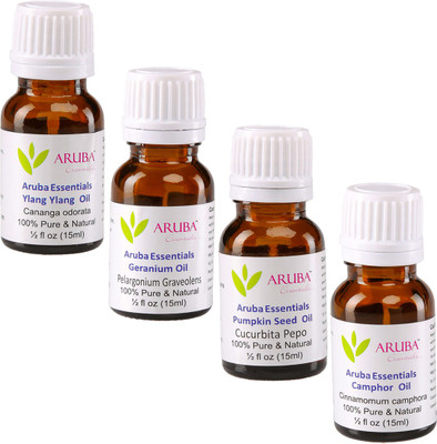 

Aruba Essentials 100% Undiluted Ylang Ylang, Geranium, Pumpkin Seed & Camphor Oils(60 ml)