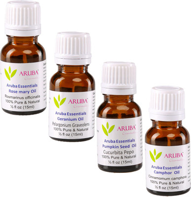 

Aruba Essentials 100% Undiluted Rosemary, Geranium, Pumpkin Seed & Camphor Oils(60 ml)