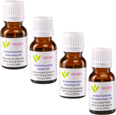 

Aruba Essentials 100% Undiluted Rosemary, Jojoba, Geranium & Pumpkin Seed Oils(60 ml)