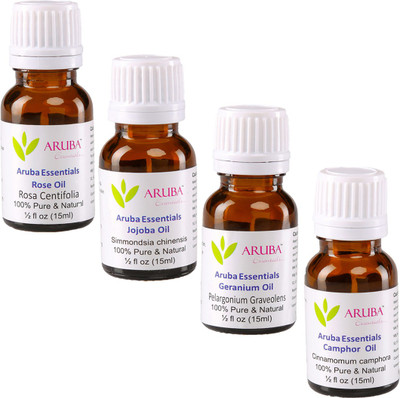 

Aruba Essentials 100% Undiluted Rose, Jojoba, Geranium & Camphor Oils(60 ml)