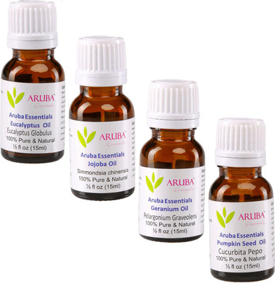 

Aruba Essentials 100% Undiluted Eucalyptus, Jojoba, Geranium & Pumpkin Seed Oils(60 ml)