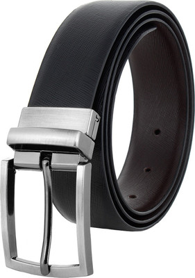 

Pontos Men Casual Black Genuine Leather Reversible Belt, Multi-coloured