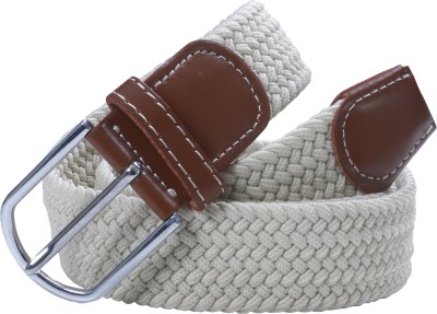 

O2O Men Casual Beige Nylon Belt, White (beige)