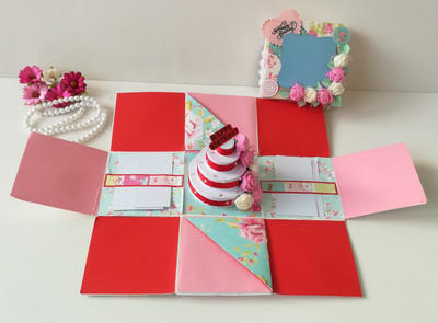 

gift occasions BIRTHDAY CAKE EXPLOSION BOX(WHITE PINK RED)